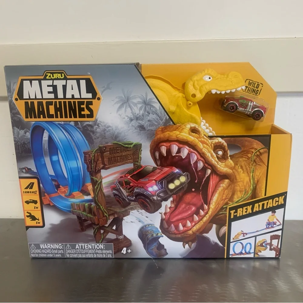Metal Machines T Rex Attack Double Loop Track set with Mini Racing Car by ZURU